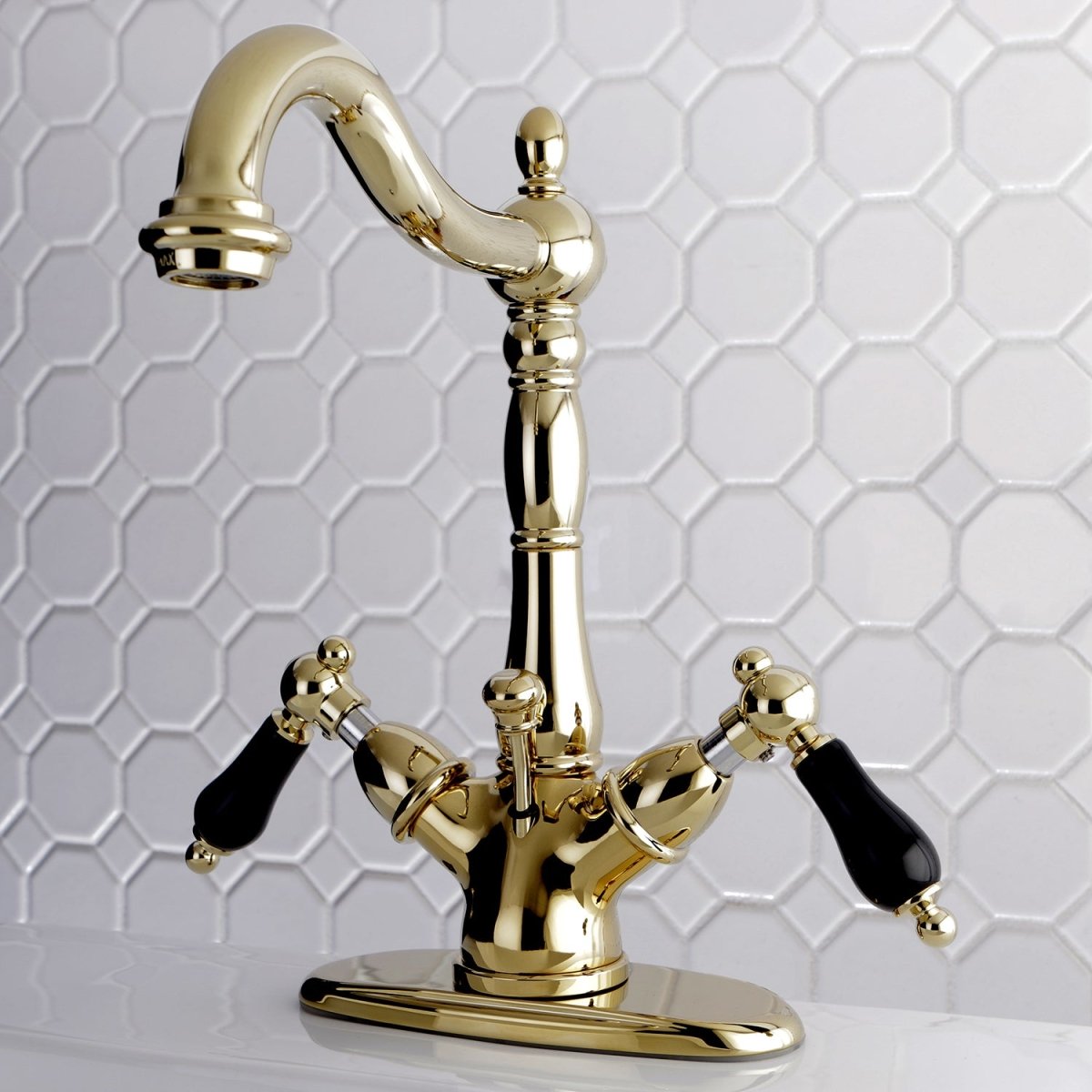 Duchess Two Handle Bathroom Faucet With Brass Pop Up & Cover Plate - BUILDMYPLACE