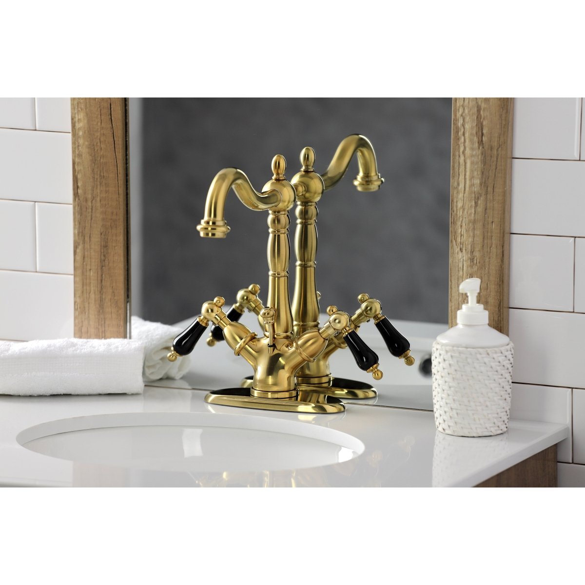 Duchess Two Handle Bathroom Faucet With Brass Pop Up & Cover Plate - BUILDMYPLACE