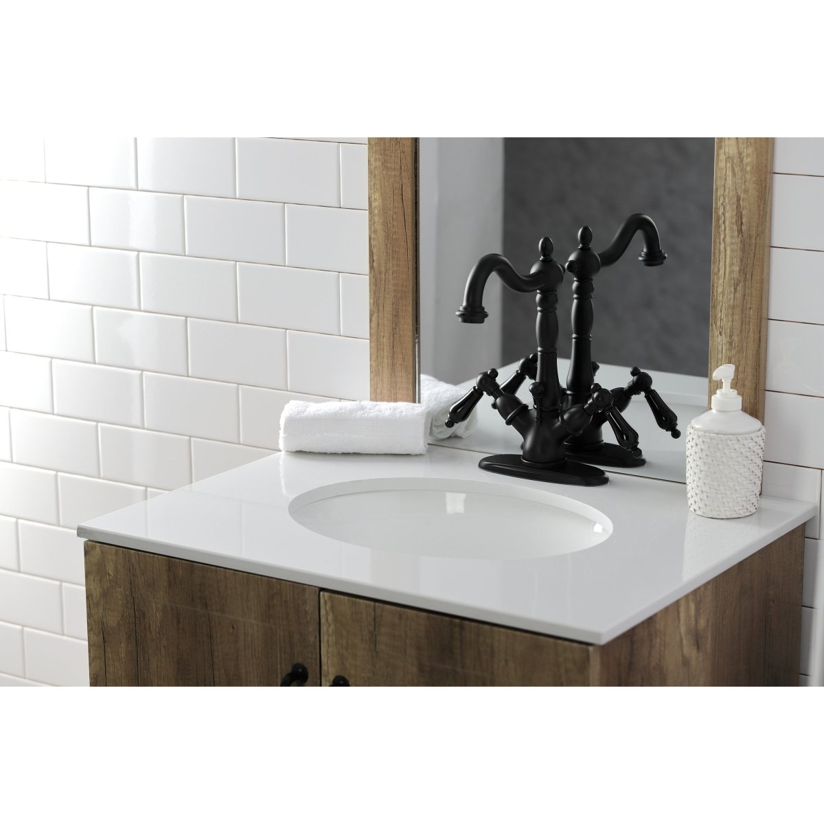 Duchess Two Handle Bathroom Faucet With Brass Pop Up & Cover Plate - BUILDMYPLACE