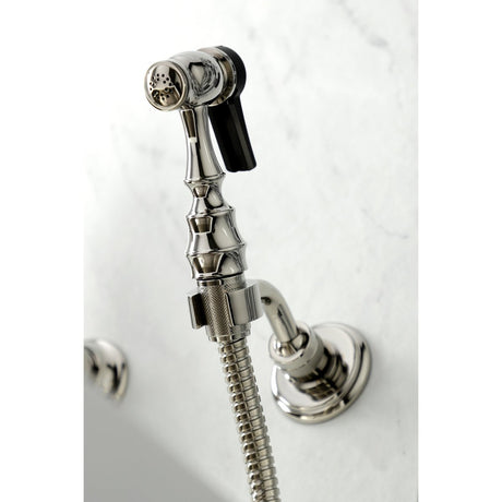 Duchess Two - Handle Wall Mount Bridge Kitchen Faucet with Brass Sprayer - BUILDMYPLACE