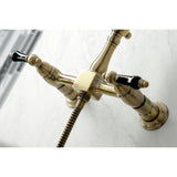 Duchess Two - Handle Wall Mount Bridge Kitchen Faucet with Brass Sprayer - BUILDMYPLACE