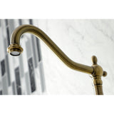 Duchess Two - Handle Wall Mount Bridge Kitchen Faucet with Brass Sprayer - BUILDMYPLACE