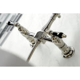 Duchess Two - Handle Wall Mount Bridge Kitchen Faucet with Brass Sprayer - BUILDMYPLACE