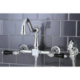 Duchess Two - Handle Wall Mount Bridge Kitchen Faucet with Brass Sprayer - BUILDMYPLACE