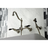 Duchess Two - Handle Wall Mount Bridge Kitchen Faucet with Brass Sprayer - BUILDMYPLACE