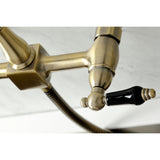 Duchess Two - Handle Wall Mount Bridge Kitchen Faucet with Brass Sprayer - BUILDMYPLACE