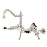 Duchess Two - Handle Wall Mount Bridge Kitchen Faucet with Brass Sprayer - BUILDMYPLACE