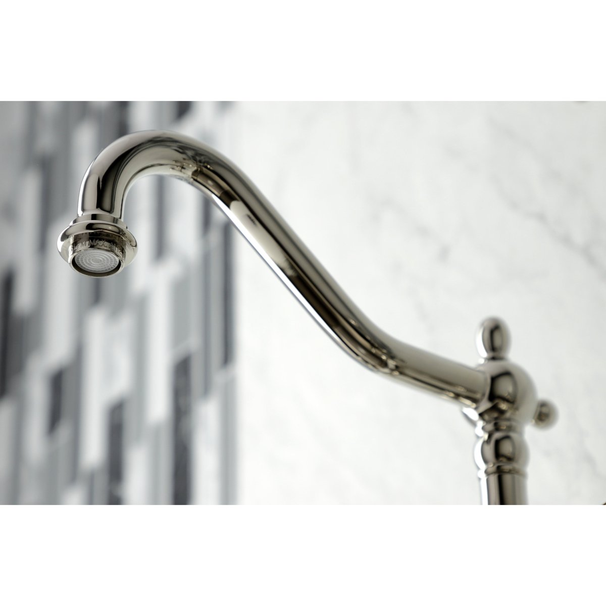 Duchess Two - Handle Wall Mount Bridge Kitchen Faucet with Brass Sprayer - BUILDMYPLACE