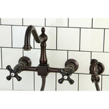 Duchess Wall Mount Bridge Kitchen Faucet with Brass Sprayer - BUILDMYPLACE