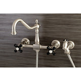 Duchess Wall Mount Bridge Kitchen Faucet with Brass Sprayer - BUILDMYPLACE