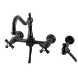 Duchess Wall Mount Bridge Kitchen Faucet with Brass Sprayer - BUILDMYPLACE