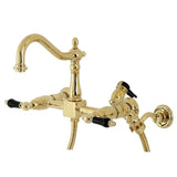 Duchess Wall Mount Traditional Bridge Kitchen Faucet with Brass Sprayer - BUILDMYPLACE