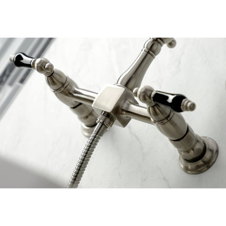 Duchess Wall Mount Traditional Bridge Kitchen Faucet with Brass Sprayer - BUILDMYPLACE