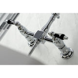 Duchess Wall Mount Traditional Bridge Kitchen Faucet with Brass Sprayer - BUILDMYPLACE