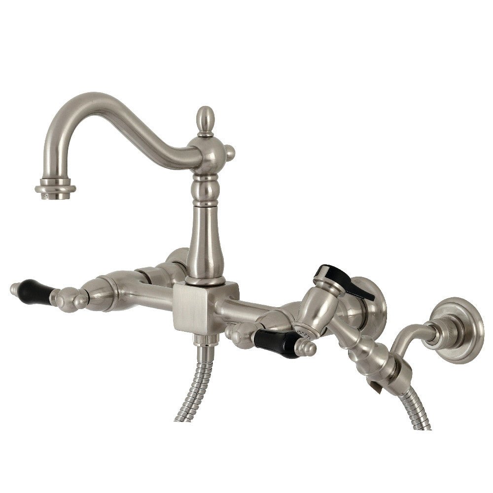 Duchess Wall Mount Traditional Bridge Kitchen Faucet with Brass Sprayer - BUILDMYPLACE