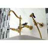 Duchess Wall Mount Traditional Bridge Kitchen Faucet with Brass Sprayer - BUILDMYPLACE