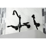 Duchess Wall Mount Traditional Bridge Kitchen Faucet with Brass Sprayer - BUILDMYPLACE