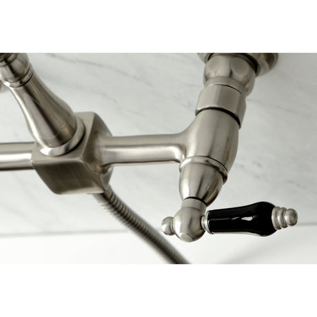 Duchess Wall Mount Traditional Bridge Kitchen Faucet with Brass Sprayer - BUILDMYPLACE