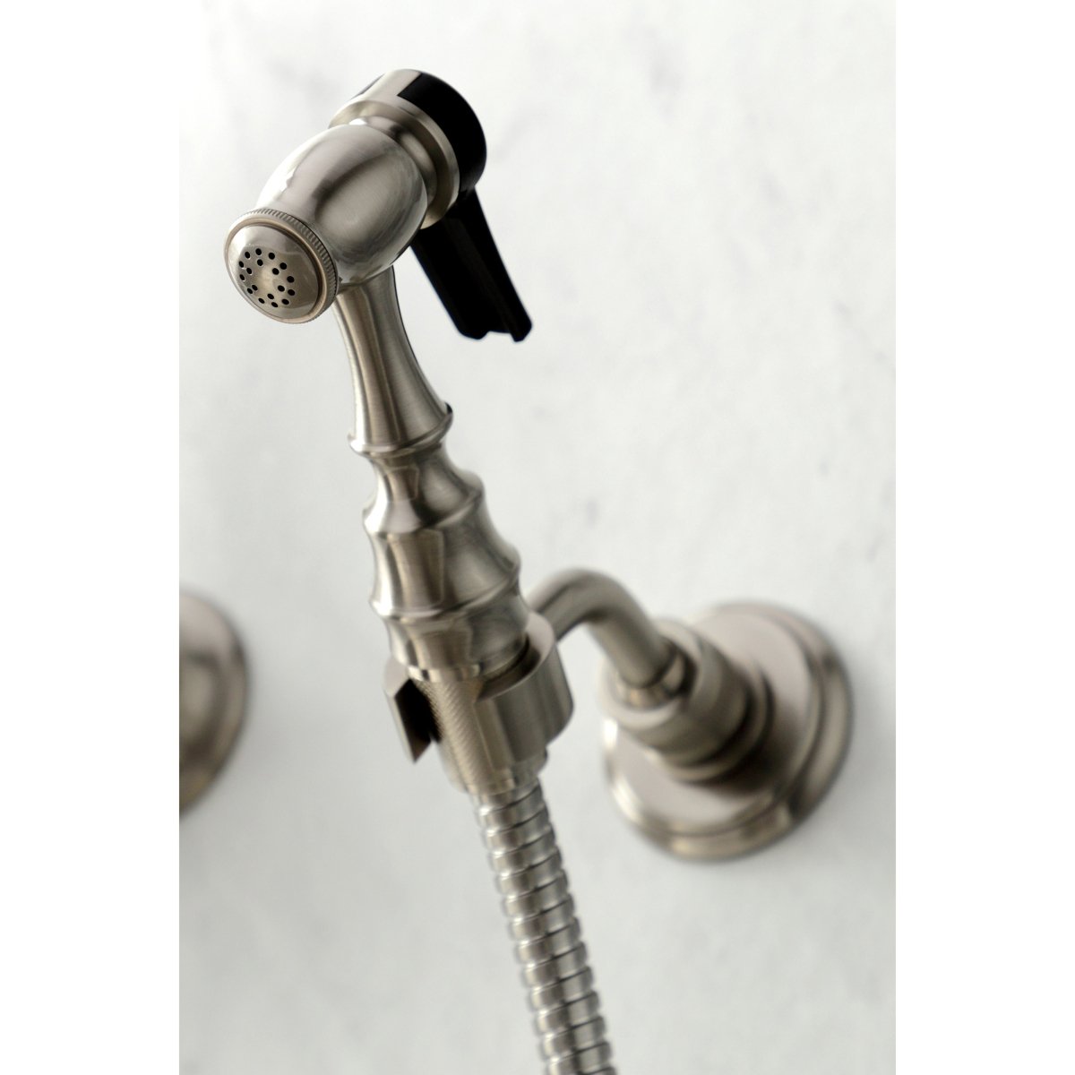 Duchess Wall Mount Traditional Bridge Kitchen Faucet with Brass Sprayer - BUILDMYPLACE