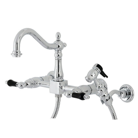 Duchess Wall Mount Traditional Bridge Kitchen Faucet with Brass Sprayer - BUILDMYPLACE