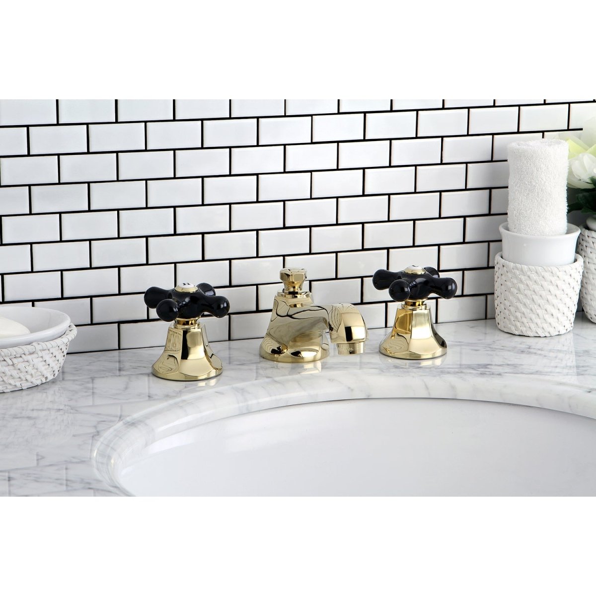 Duchess Widespread Bathroom Faucet W/ Brass Pop Up & 8" Faucet Center - BUILDMYPLACE