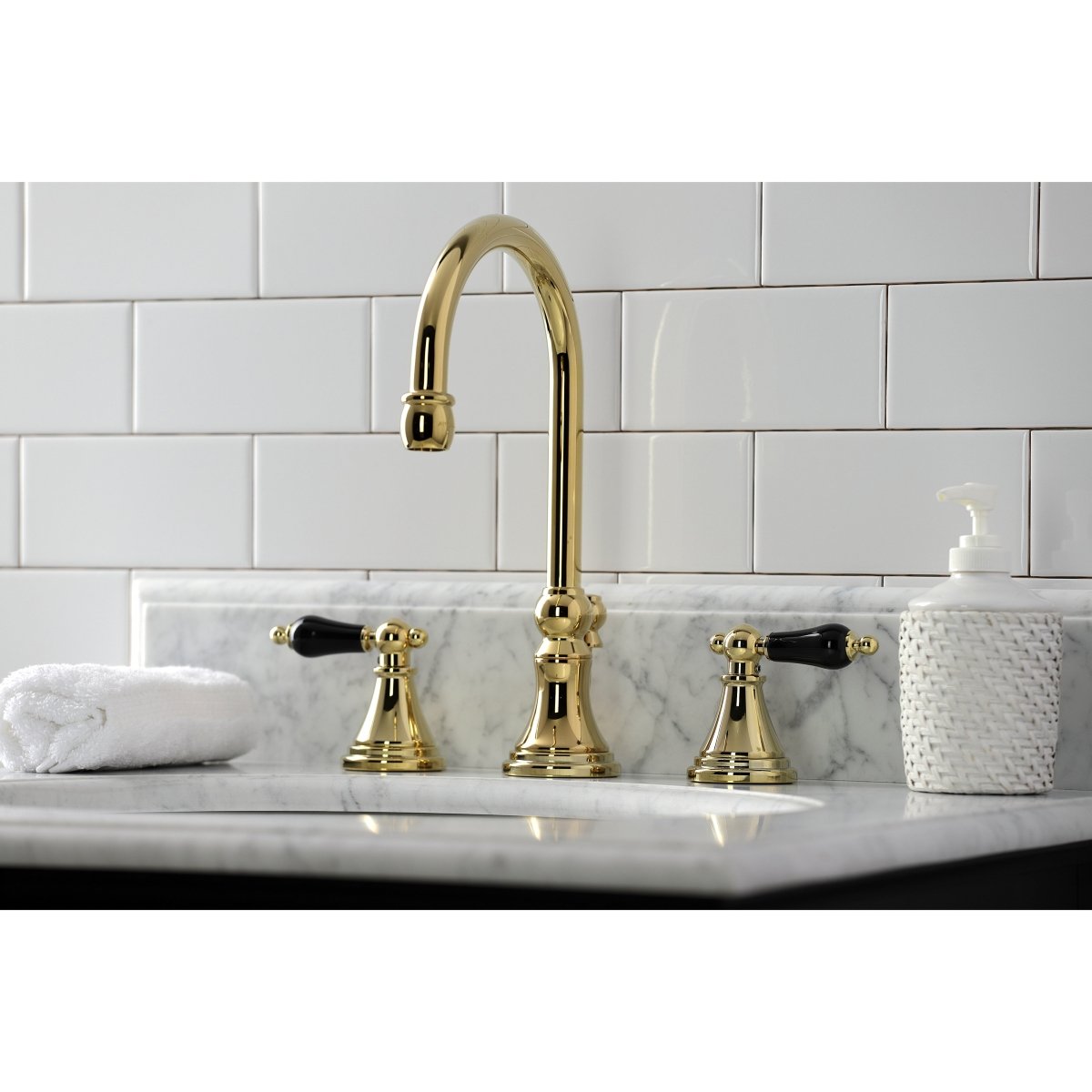 Duchess Widespread Bathroom Faucet With Brass Pop Up In 11.2" Spout Height - BUILDMYPLACE