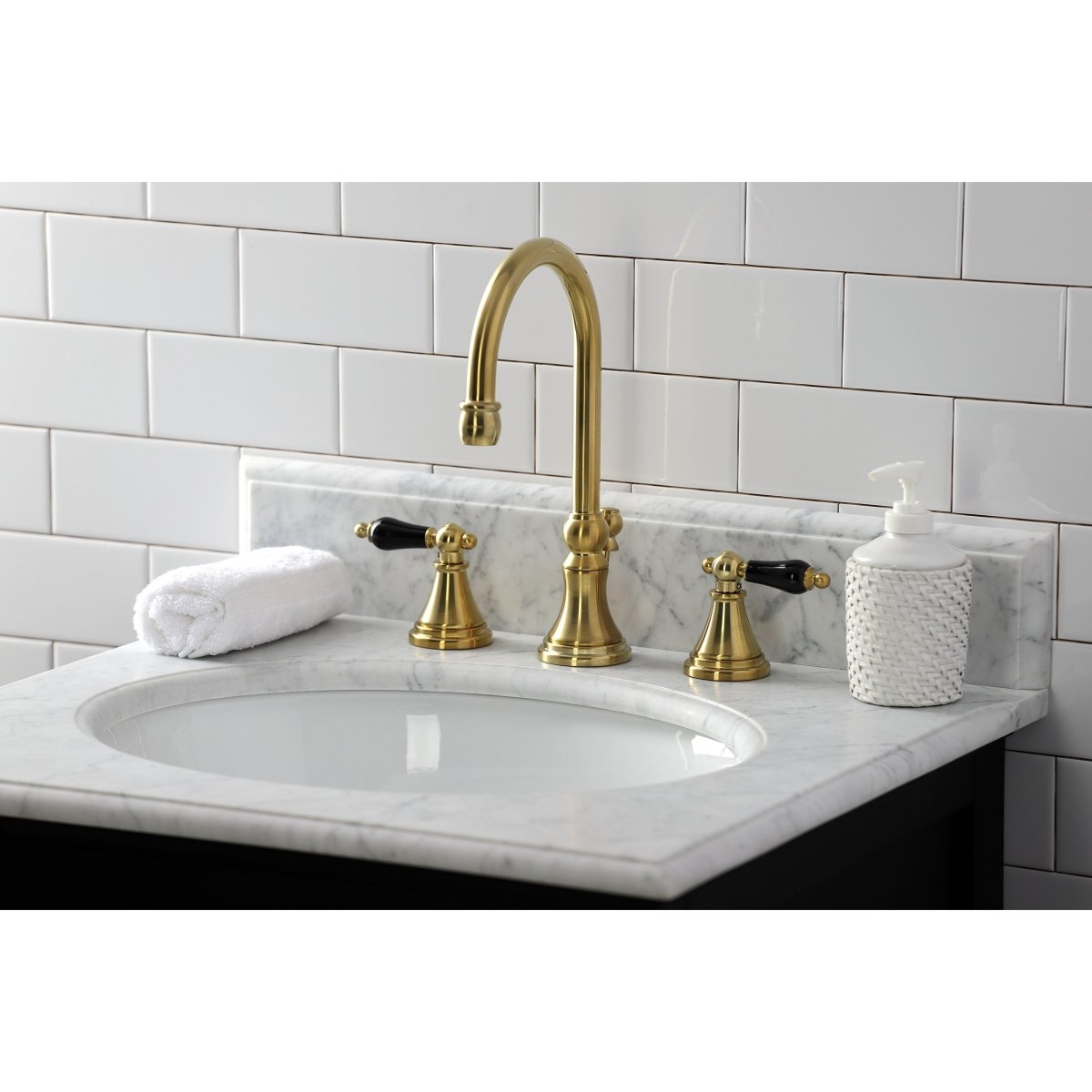 Duchess Widespread Bathroom Faucet With Brass Pop Up In 11.2" Spout Height - BUILDMYPLACE