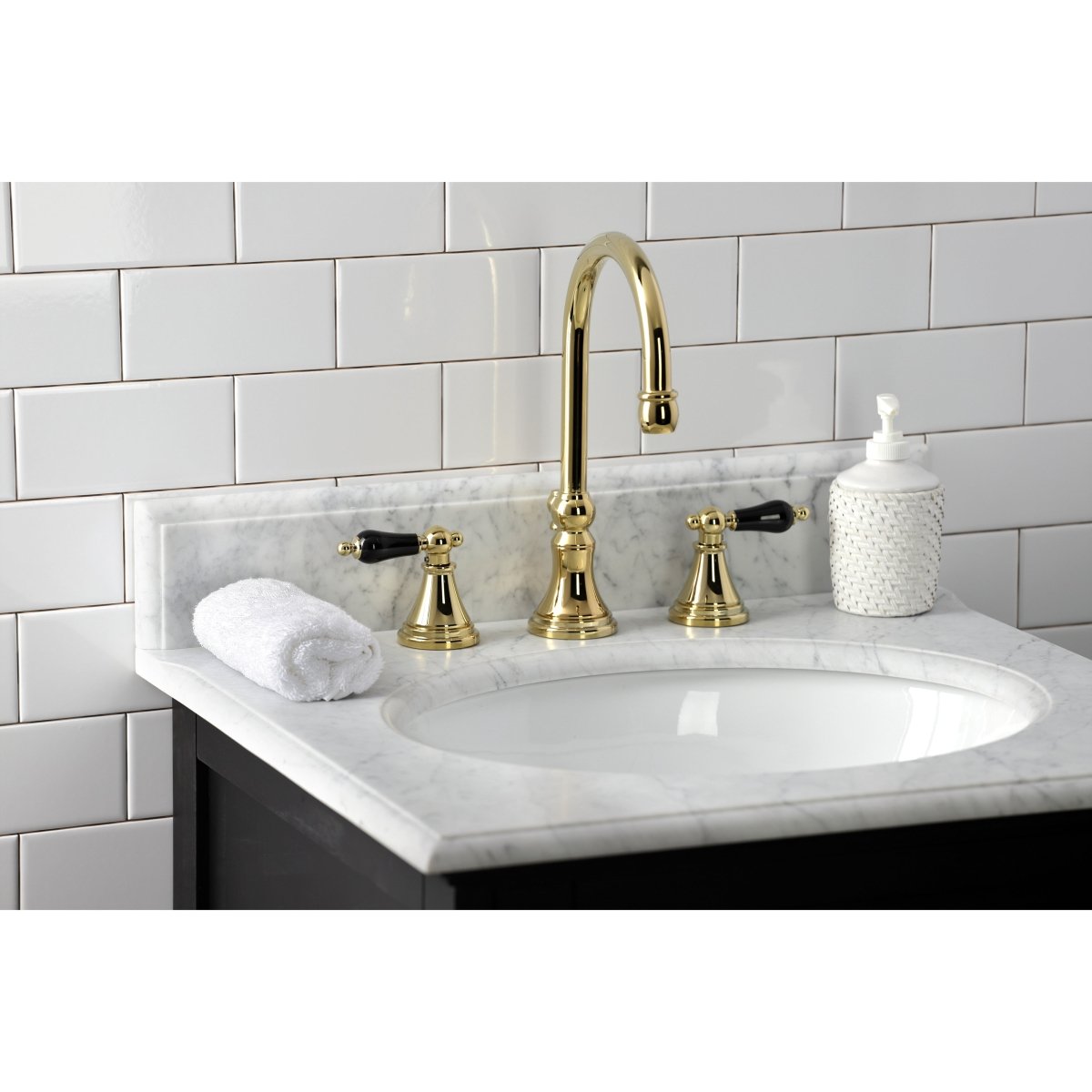 Duchess Widespread Bathroom Faucet With Brass Pop Up In 11.2" Spout Height - BUILDMYPLACE