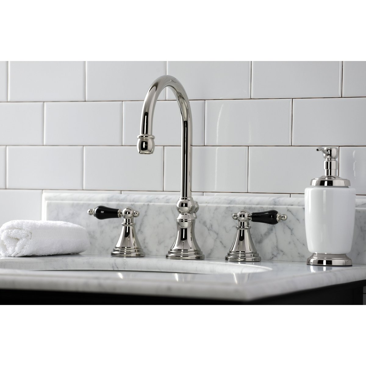 Duchess Widespread Bathroom Faucet With Brass Pop Up In 11.2" Spout Height - BUILDMYPLACE