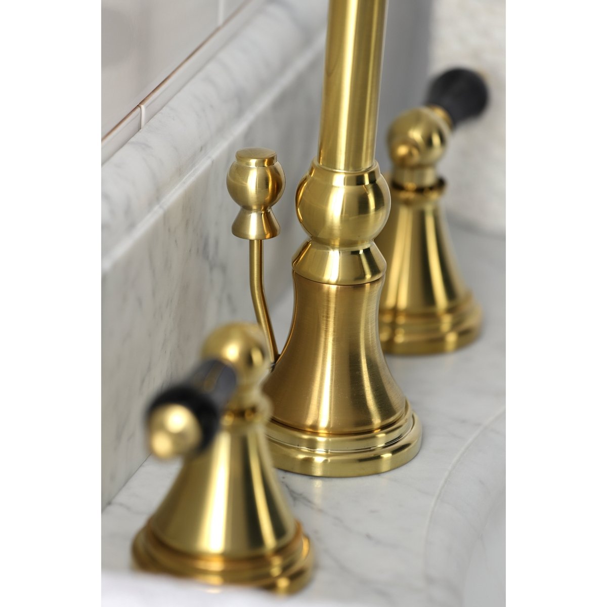 Duchess Widespread Bathroom Faucet With Brass Pop Up In 11.2" Spout Height - BUILDMYPLACE