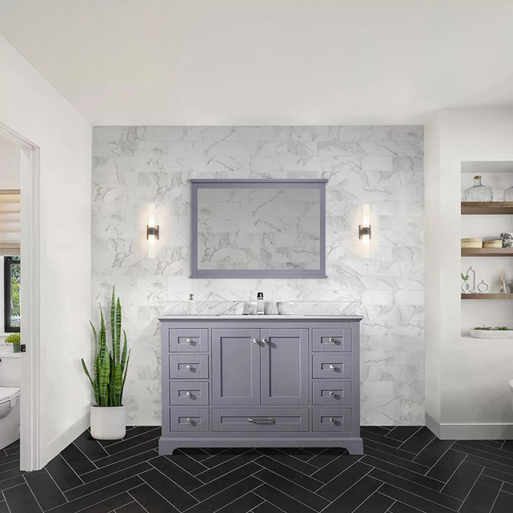 dukes-48-in-dark-grey-bath-vanity-with-carrara-white-marble-sink-top