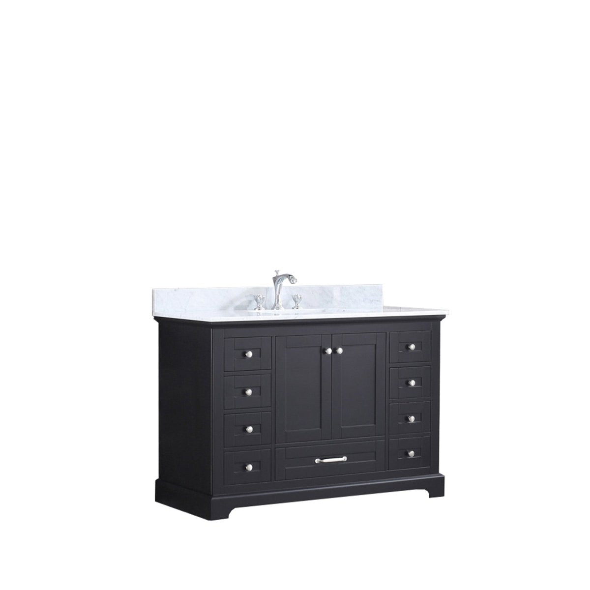 Dukes Freestanding Espresso Bathroom Freestanding Bathroom Vanity With Undermount Ceramic Sink with White Carrara Marble Top