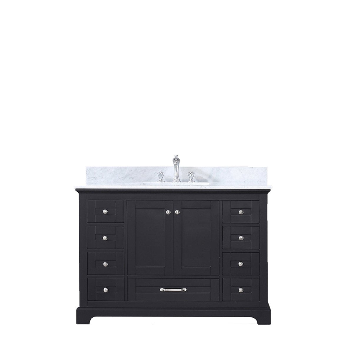 Dukes Freestanding Espresso Bathroom Freestanding Bathroom Vanity With Undermount Ceramic Sink with White Carrara Marble Top