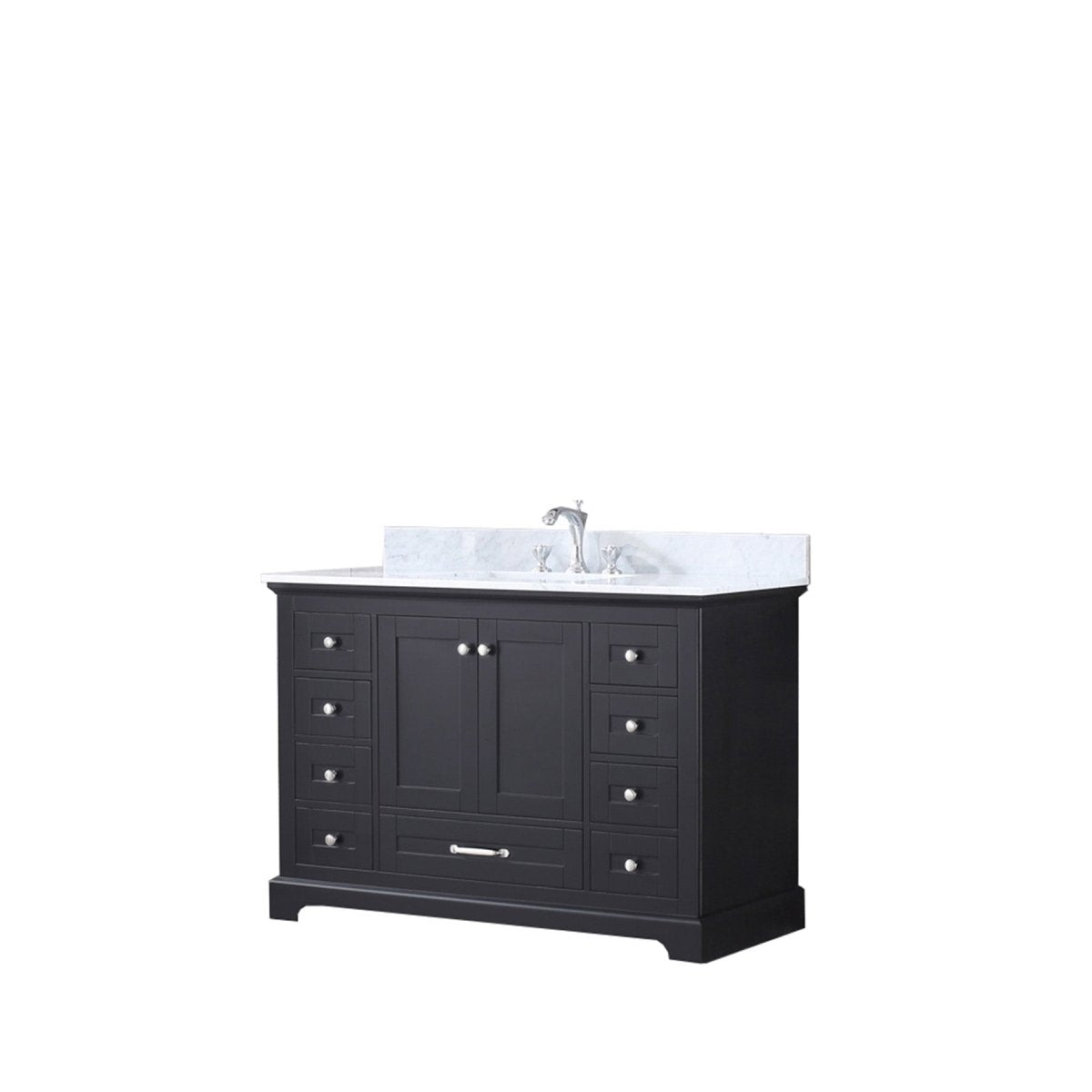 Dukes Freestanding Espresso Bathroom Freestanding Bathroom Vanity With Undermount Ceramic Sink with White Carrara Marble Top