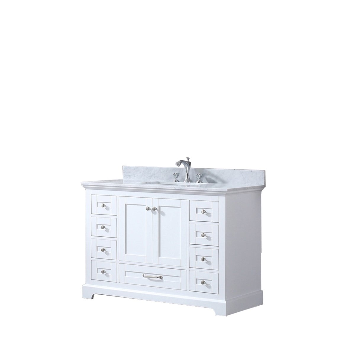 Dukes Freestanding White Bathroom Freestanding Bathroom Vanity With Undermount Ceramic Sink with White Carrara Marble Top