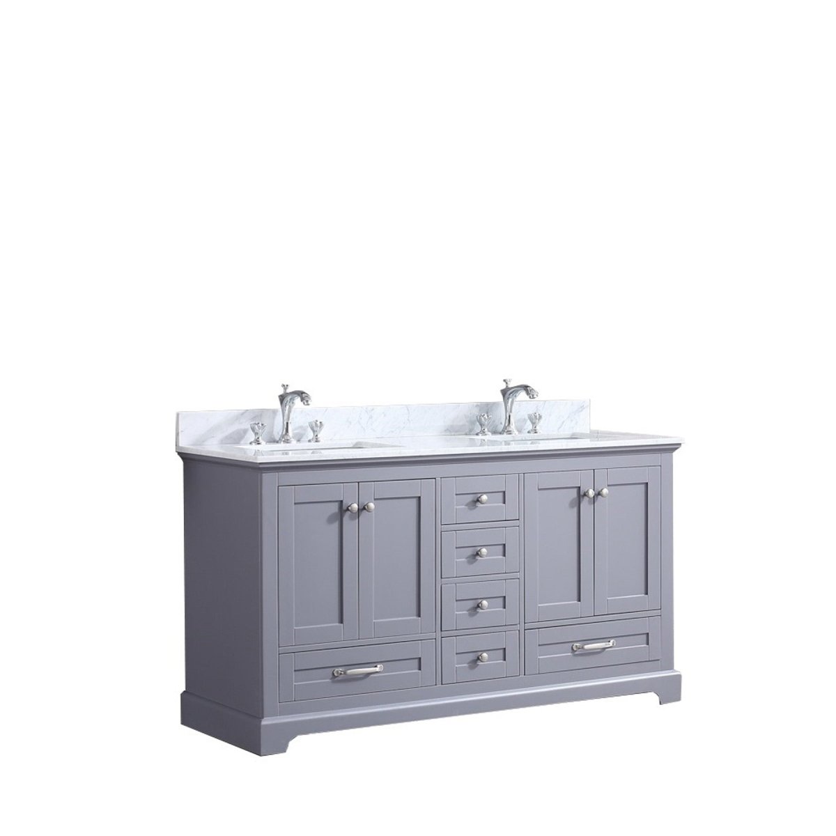 Dukes Dark Grey Freestanding Bathroom Vanity with White Carrara Marble Top, White Square Sink