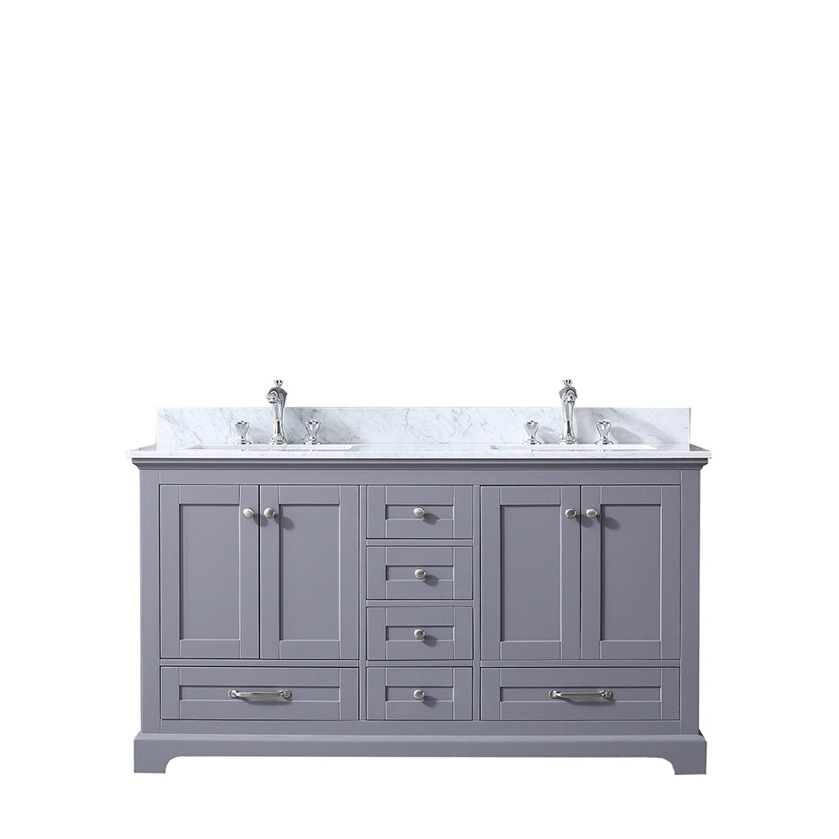 Dukes Dark Grey Freestanding Bathroom Vanity with White Carrara Marble Top, White Square Sink