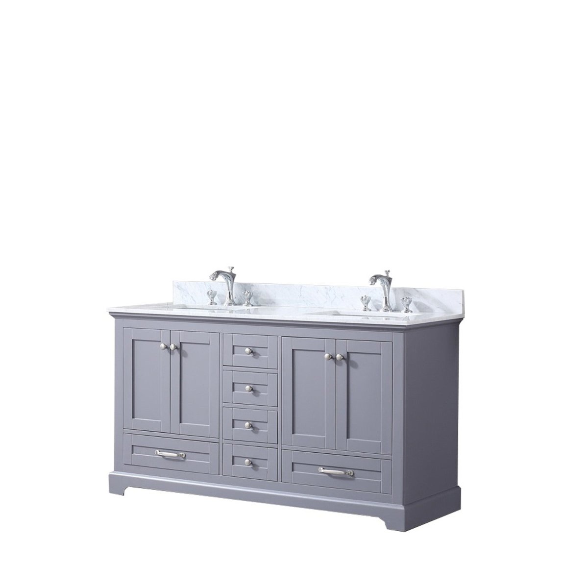 Dukes Dark Grey Freestanding Bathroom Vanity with White Carrara Marble Top, White Square Sink