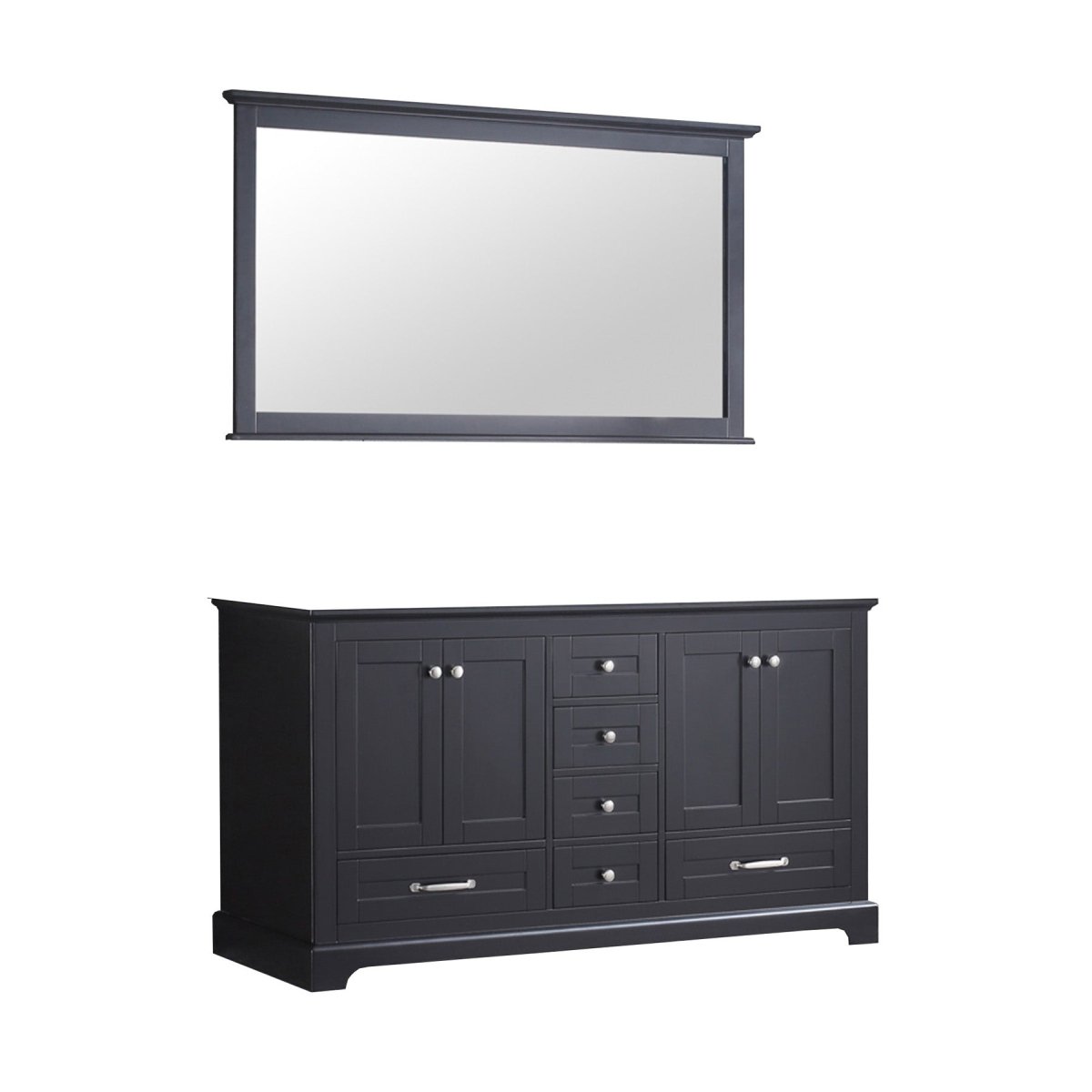 Dukes 60 In. Espresso Freestanding Double Bathroom Vanity Cabinet Without Top & 58 In. Mirror - BUILDMYPLACE