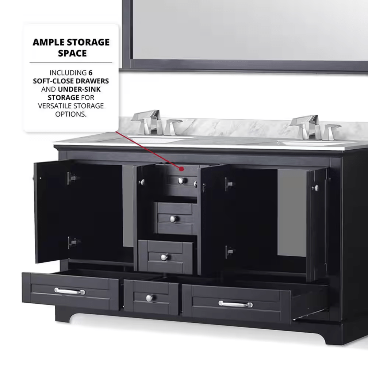 Dukes Freestanding Espresso Bathroom Freestanding Bathroom Vanity With Undermount Ceramic Sink with White Carrara Marble Top
