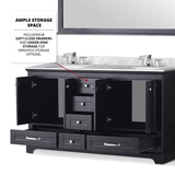 Dukes Freestanding Espresso Bathroom Freestanding Bathroom Vanity With Undermount Ceramic Sink with White Carrara Marble Top