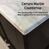 Dukes Freestanding Espresso Bathroom Freestanding Bathroom Vanity With Undermount Ceramic Sink with White Carrara Marble Top