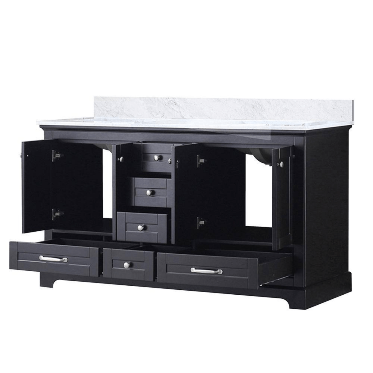 Dukes Freestanding Espresso Bathroom Freestanding Bathroom Vanity With Undermount Ceramic Sink with White Carrara Marble Top