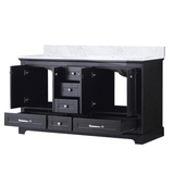 Dukes Freestanding Espresso Bathroom Freestanding Bathroom Vanity With Undermount Ceramic Sink with White Carrara Marble Top