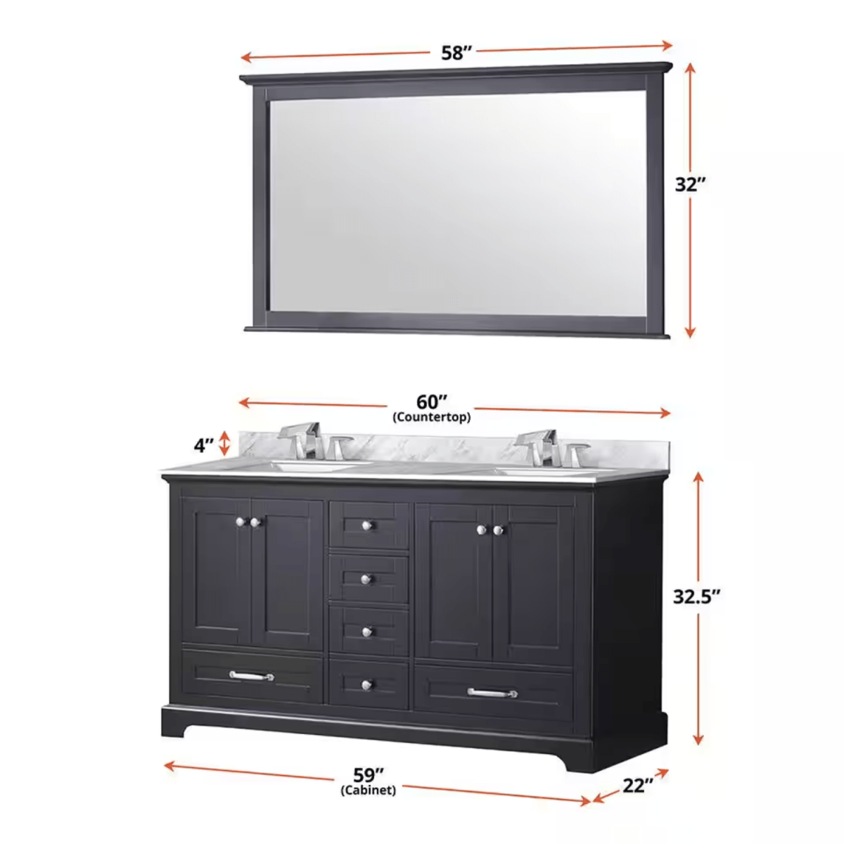 Dukes Freestanding Espresso Bathroom Freestanding Bathroom Vanity With Undermount Ceramic Sink with White Carrara Marble Top