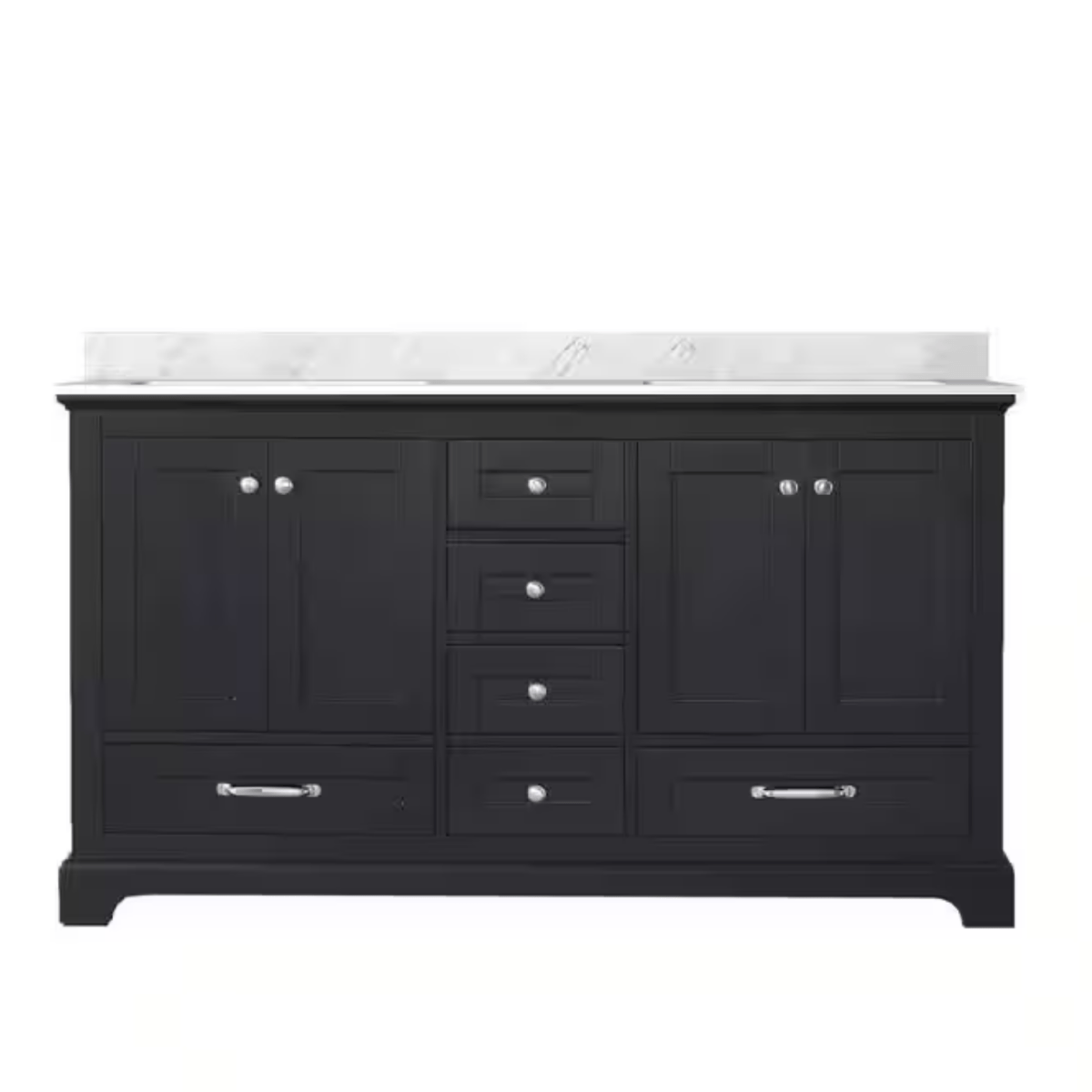 Dukes Freestanding Espresso Bathroom Freestanding Bathroom Vanity With Undermount Ceramic Sink with White Carrara Marble Top
