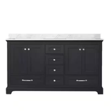 Dukes Freestanding Espresso Bathroom Freestanding Bathroom Vanity With Undermount Ceramic Sink with White Carrara Marble Top