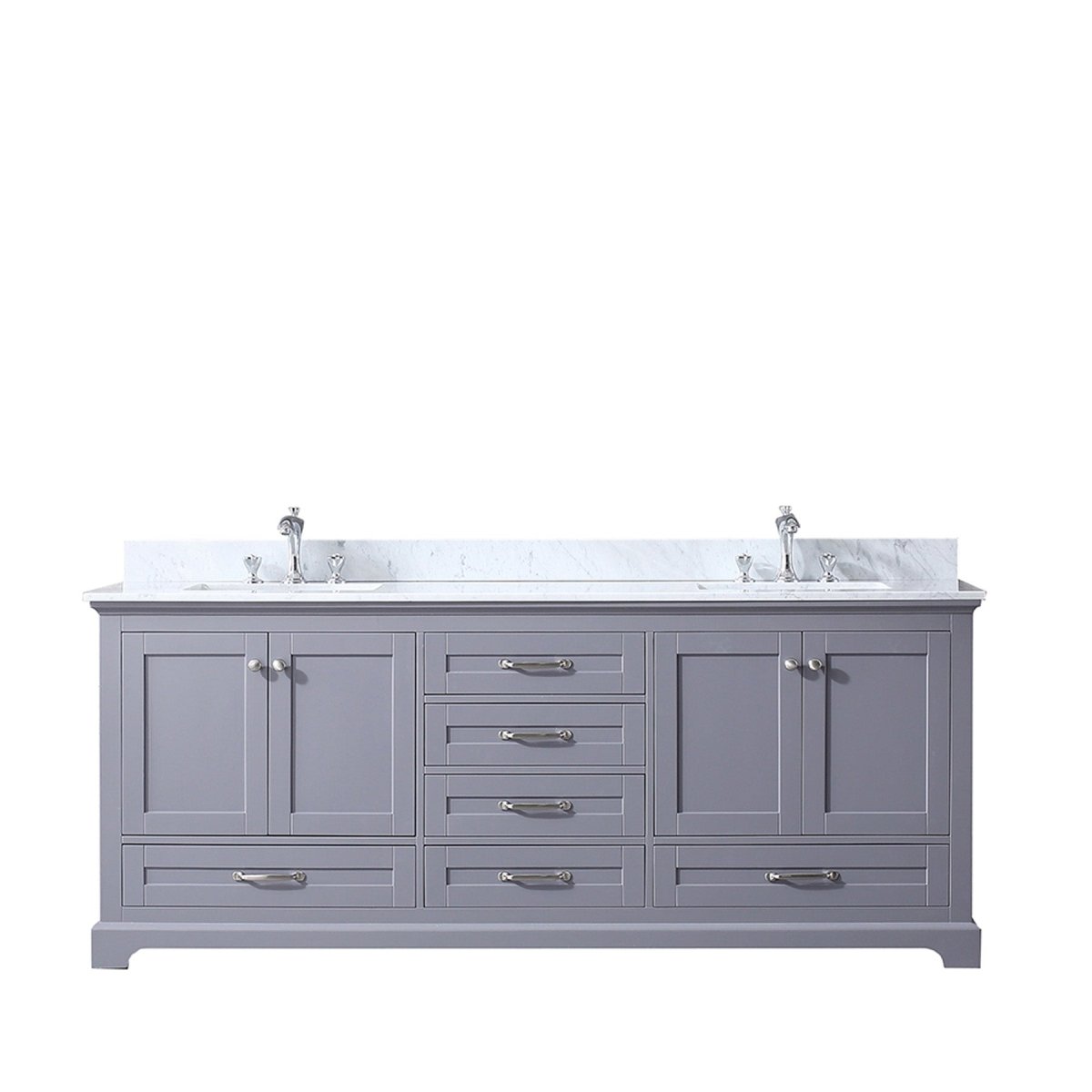 Dukes Dark Grey Freestanding Bathroom Vanity with White Carrara Marble Top, White Square Sink