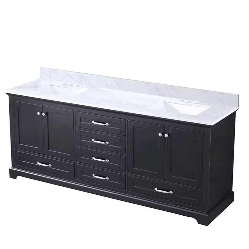 Dukes Freestanding Espresso Bathroom Freestanding Bathroom Vanity With Undermount Ceramic Sink with White Carrara Marble Top