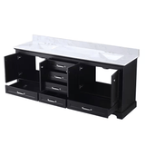 Dukes Freestanding Espresso Bathroom Freestanding Bathroom Vanity With Undermount Ceramic Sink with White Carrara Marble Top